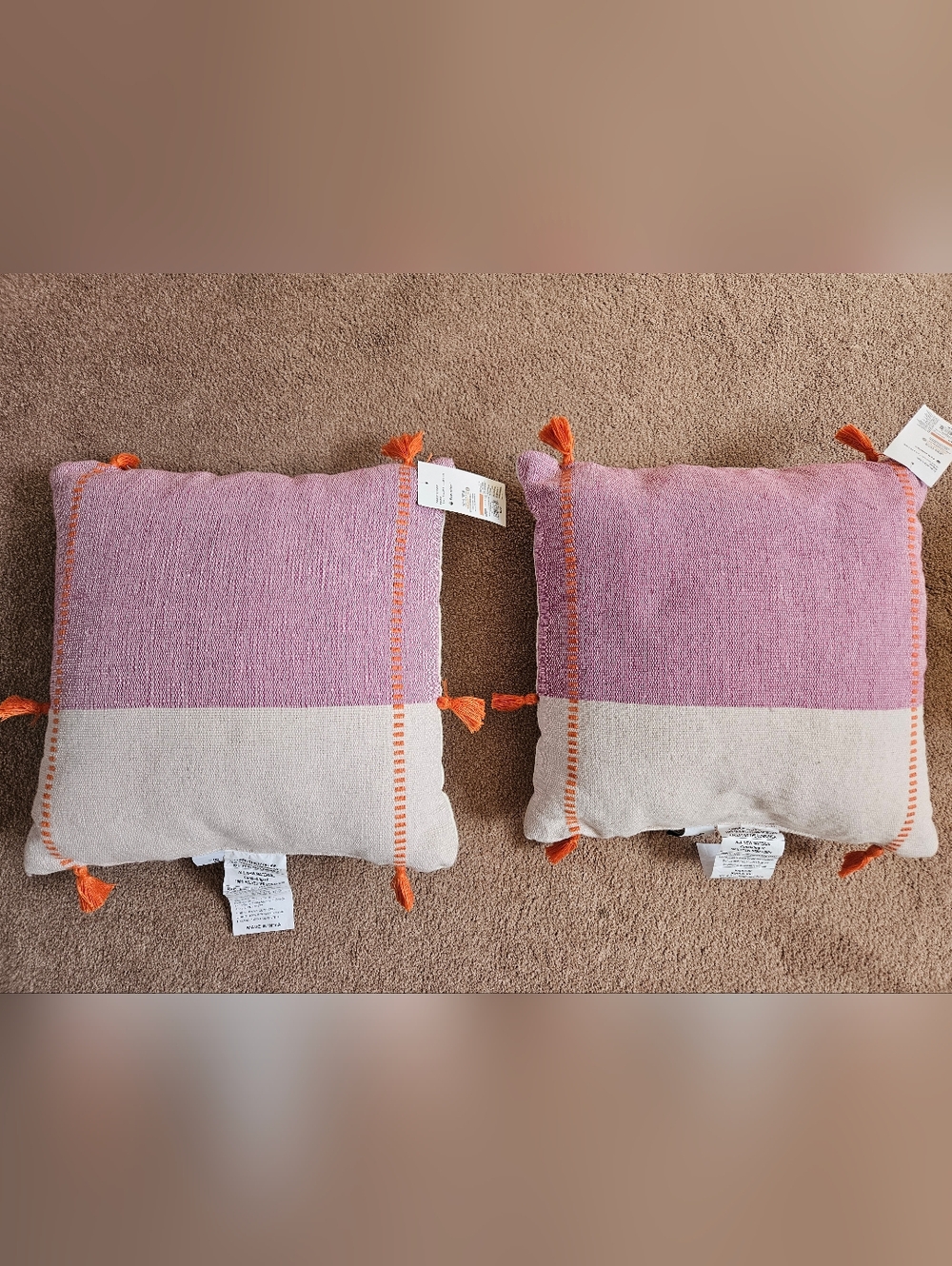 New Purple and Orange Tassel Indoor/Outdoor Pillows